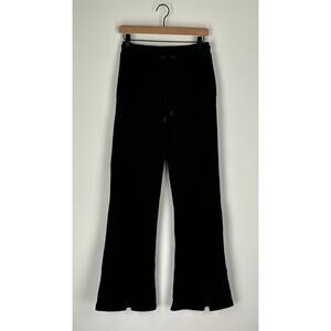 AsYou Exposed Seam Flare Split Hem Sweatpants Womens Size 4 New Cotton Black